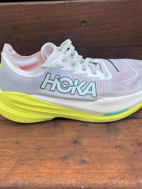 Hoka One One Mach X 2 Running Shoes Size Men's 9.5D White Neon Green Gym